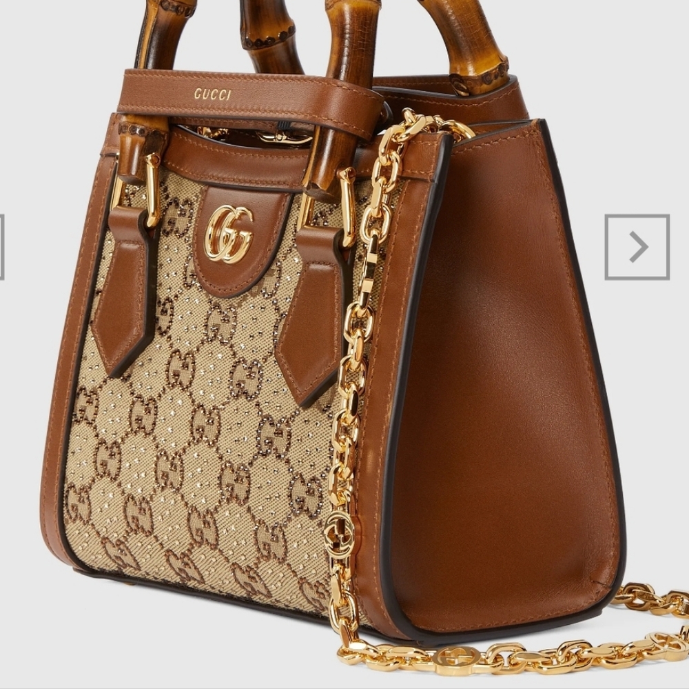 Gucci Diana crystal mini tote bag (brown)